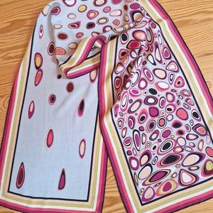 EMILIO PUCCI - Authentic - BEAUTIFUL! Vintage, Silk Made in Italy, Colorful/ Light Blue, Abstract Design, Long Scarf, Shawl!