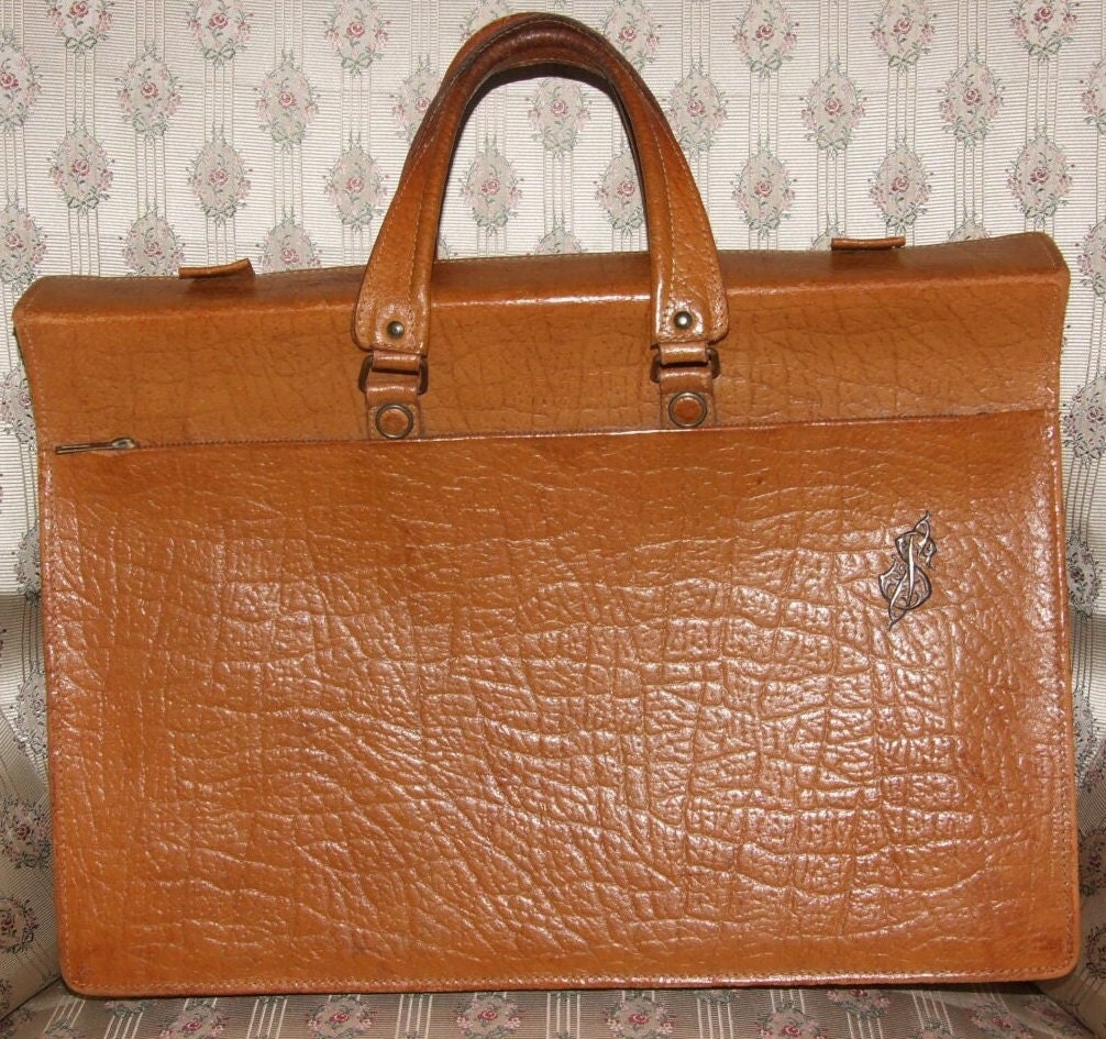 AUTHENTIC HERMES SAC A DEPECHE LEATHER HANDBAG BRIEFCASE - BROWN