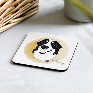 Custom Pet Portrait Cork-Back Coaster, Personalized Coaster, Personalized Pet Portrait Coaster zdjęcie 1