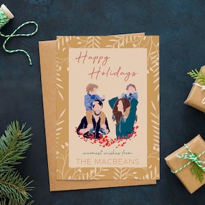 Christmas Card with Family Portrait | Family Holiday or Christmas Portrait, Holiday Postcard, Family Christmas Card