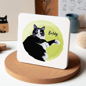 Custom Pet Portrait Coaster, Personalized Gift for Dog & Cat Lovers, Pet Illustration Coaster with Custom Drawing, Cork Backed Coaster
