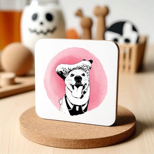 Custom Pet Portrait Coaster, Personalized Gift for Dog & Cat Lovers, Pet Illustration Coaster with Custom Drawing, Cork Backed Coaster