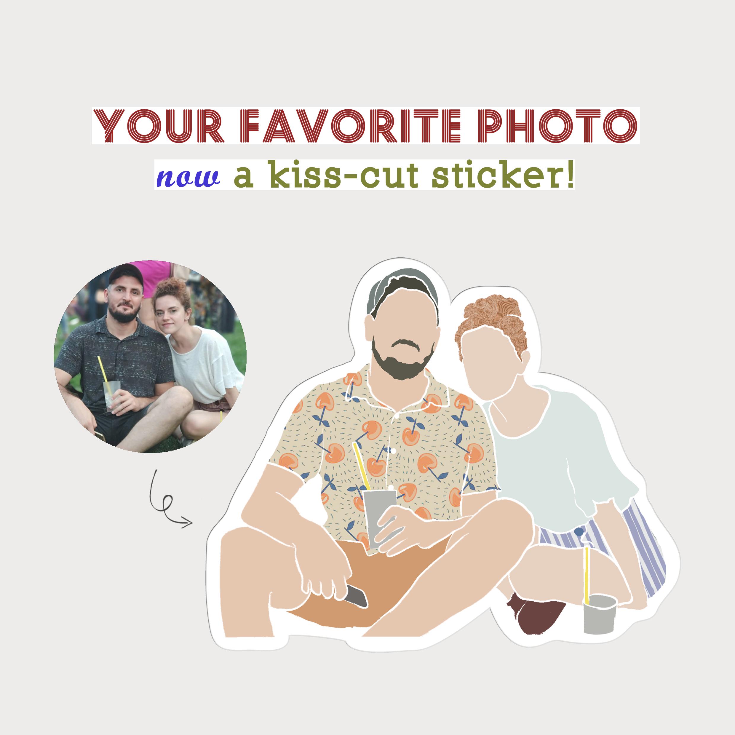 Personalized Stickers, Custom Drawing Portrait Sticker, Custom Couple Stickers, Digital Illustration, Picture Decal, Photo Sticker
