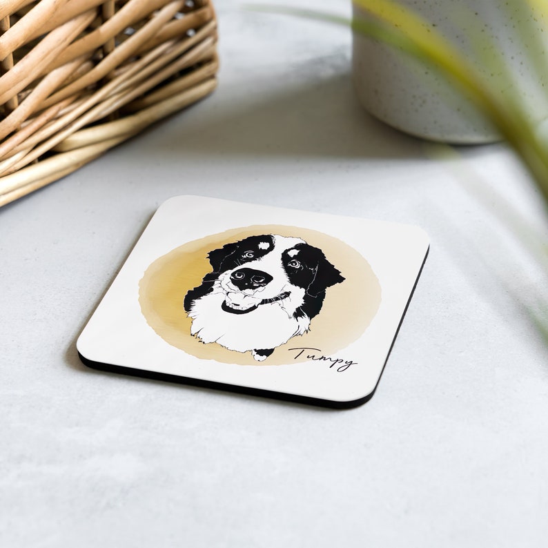 Custom Pet Portrait Cork-Back Coaster, Personalized Coaster, Personalized Pet Portrait Coaster zdjęcie 1