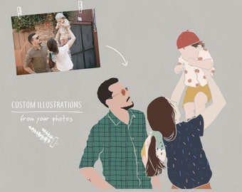 Custom Couple Digital Illustration, Personalized Portrait of Couple, Custom Family Portrait Illustration, Digital Drawing From Photo