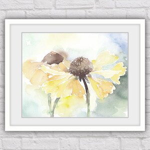 Yellow flower, original watercolor flower, original painting on paper