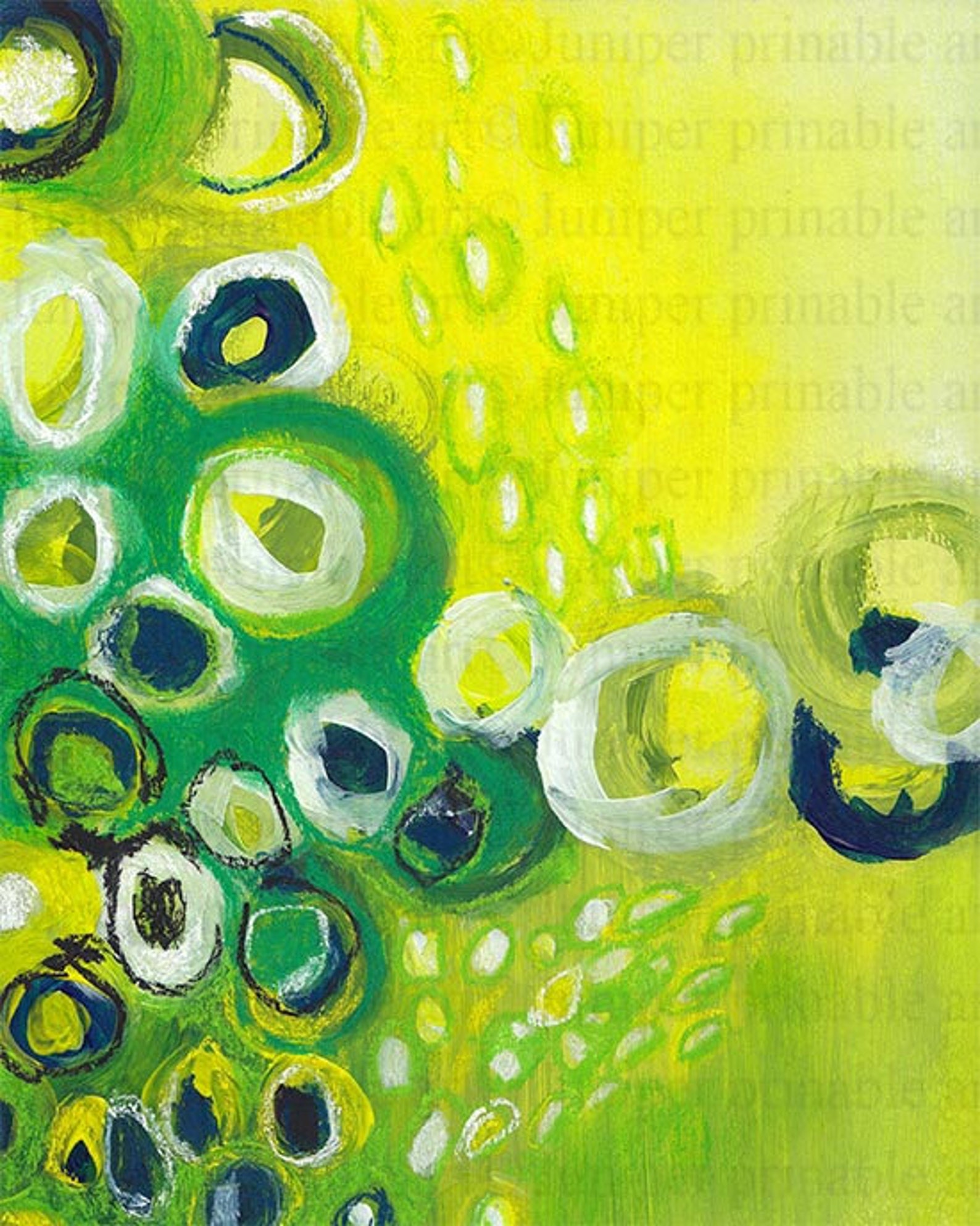 Abstract prints GreeneryYellow digital print Mixed media Etsy