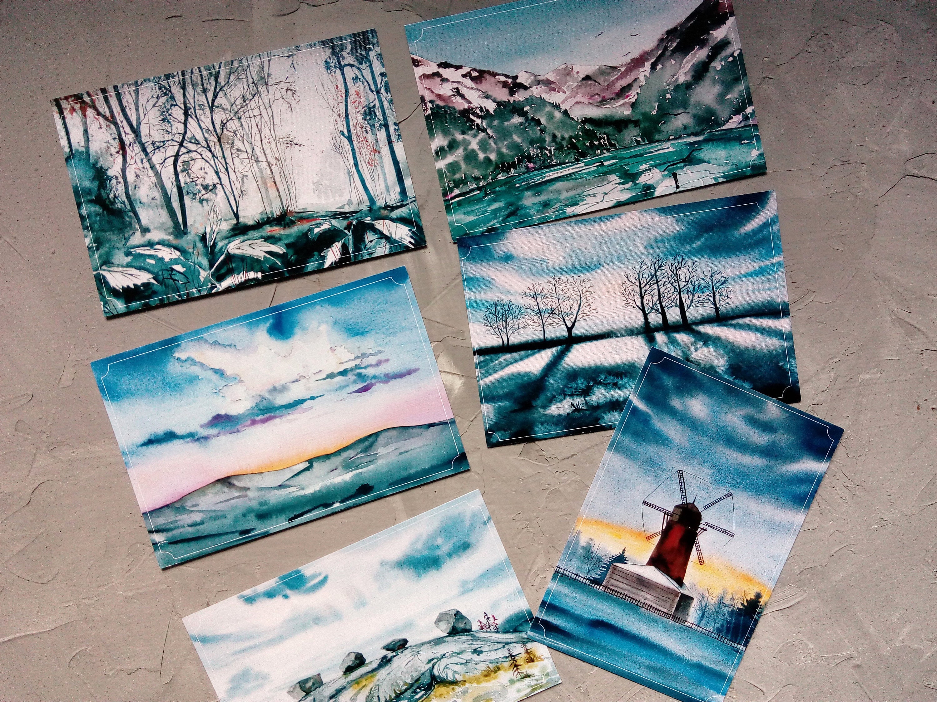 Postcards set Winter watercolor postcard pack art postcards Etsy