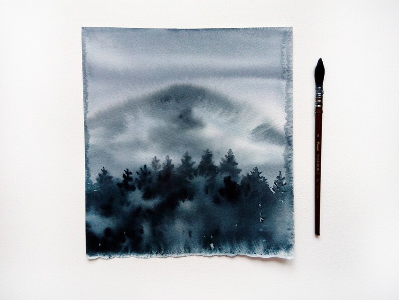 Aquarelle Paysage Peinture Gris Neutre Peinture Abstraite Art Etsy