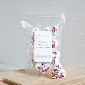 Wildflower Mini Heart Bath Bombs, 14 Natural Bath Bomb Set, Bath Bomb Set, Bath Bomb Kit, Bath Bomb Gift Set