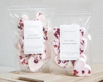 Rose Vanilla Mini Bath Bombs, 14 Bath Natural Bath Bombs, Pink Bath Bombs, Bath Bomb Fizzies.
