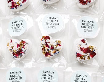 Personalized Wildflower Bath Bomb Favors, Baby Shower Favors, Bridal Shower Favors, Wedding Favors, Greenery Theme Favors