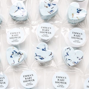 Personalized Heart Mini Blue Bath Bomb Favors, Boy Baby Shower Favors, Floral Favors, Party Favors, Bridal Shower Favors. image 1