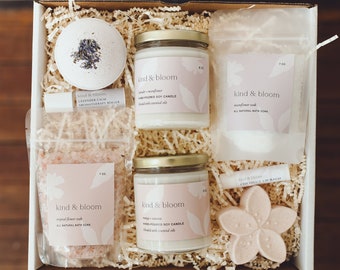 Wildflower Natural Bath Gift Set, Best Bath Box, Spa Gift Set, Bath Gift Box, Organic Bath Set, Natural Spa Set, Self Care Kit