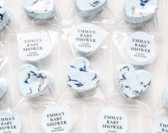 Personalized Heart Mini Blue Bath Bomb Favors, Boy Baby Shower Favors, Floral Favors, Party Favors, Bridal Shower Favors.