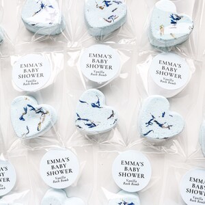 Personalized Heart Mini Blue Bath Bomb Favors, Boy Baby Shower Favors, Floral Favors, Party Favors, Bridal Shower Favors. image 4