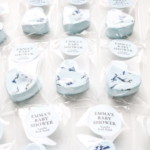 Personalized Heart Mini Blue Bath Bomb Favors, Boy Baby Shower Favors, Floral Favors, Party Favors, Bridal Shower Favors. image 3