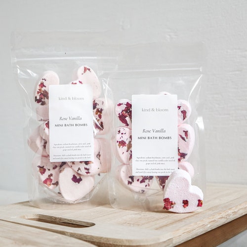 Mini bombes pour le bain rose vanille, 14 bombes de bain naturelles pour le bain, bombes de bain roses, bombes de bain pétillantes.