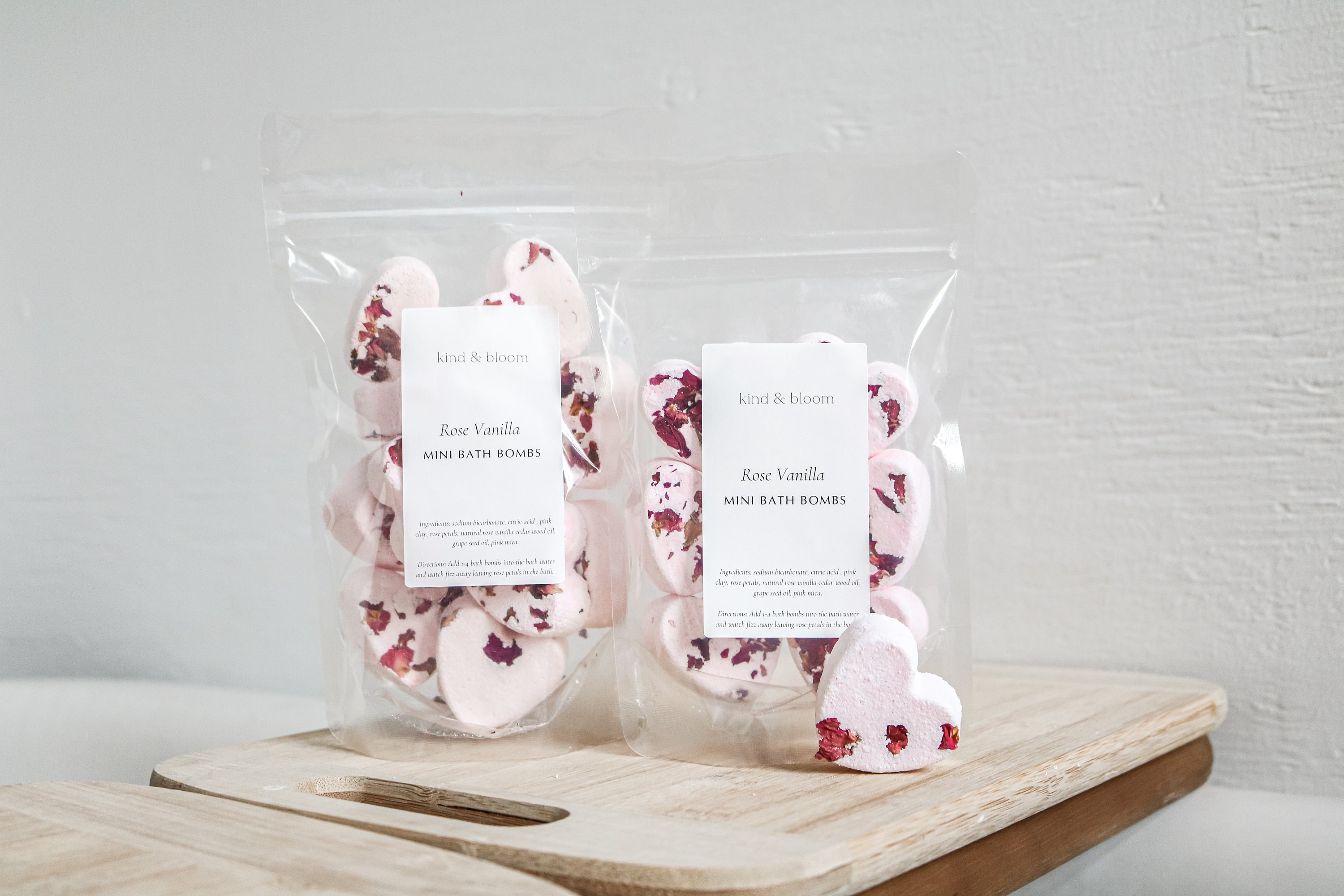 Rose Vanilla Mini Bath Bombs, 14 Bath Natural Bath Bombs, Pink