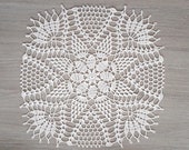 White linen doily, linen table centerpiece, crochet linen doily, linen table doily, linen lace doily, large crochet doily, white lace doily