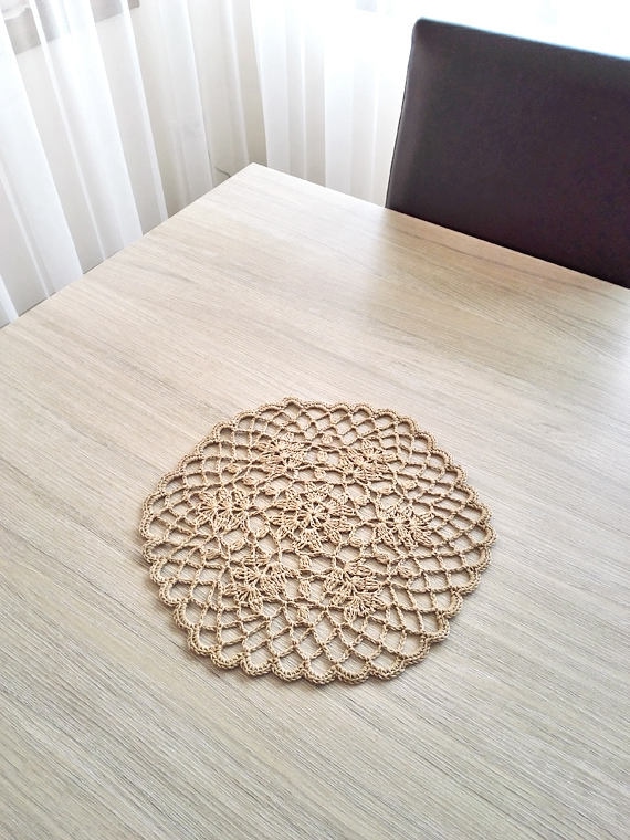Items similar to Lace crochet doily, linen doily, vintage lace doily, crochet round doily