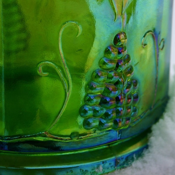 Green Glass Canister Etsy