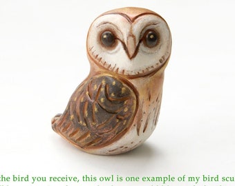 Custom Bird or Owl Sculpture Primitive Style, Small Clay Figurine, Nature Lover Gift