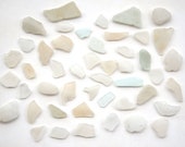 Natural Beach Glass Pieces Frosted Rounded Edges Neutral Light Colours, Lot of 47, Mosaic Art and Craft Supply