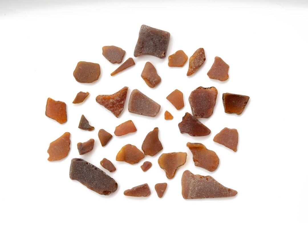 Brown Beer Bottle Beach Glass Pieces Lot of 33 Natural Sea Etsy