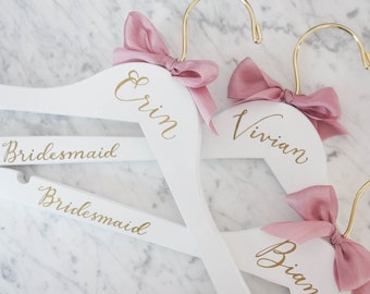 Bridal Party Custom Handwritten Calligraphy Hangers (White)