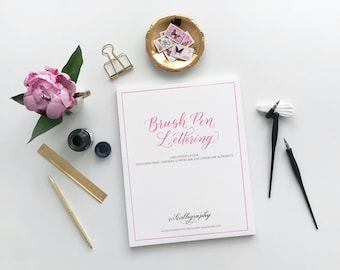 Anfänger Brush Lettering Kalligraphie Arbeitsbuch | Groß- & Kleinschreibung | Grundlegende Striche