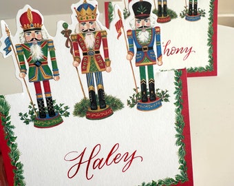 Christmas Nutcracker Place Cards | Holiday Name Cards | Seating Cards | Custom Handwritten Calligraphy | Metallic | Die Cut