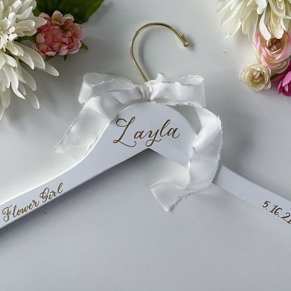 Communion/ Flower Girl Custom Handwritten Calligraphy Hangers (White)