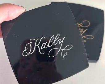 Hand Engraved Mirror Compact | Bridesmaid Gift | Bride Gift | Calligraphy Engraving