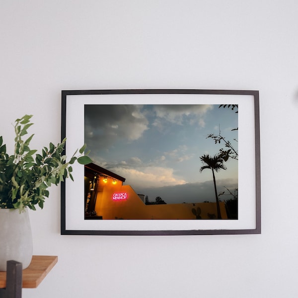 Oaxaca Mi Amor | Pink Neon Skyline Palms Sunset Mexico Architecture Oaxaca City Travel Photography | Fine Art Print Original Travel Photo