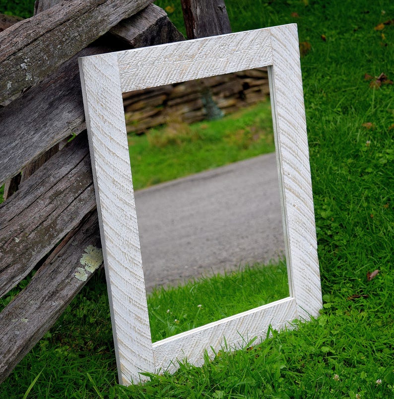 Espejo de lavado blanco desgastado Espejo recuperado blanco | Etsy