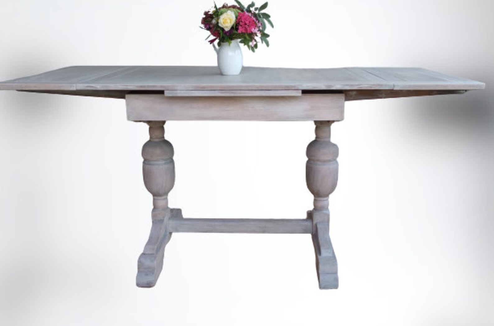 Extending solid oak Bleached double pedestal dining table 76 x Etsy