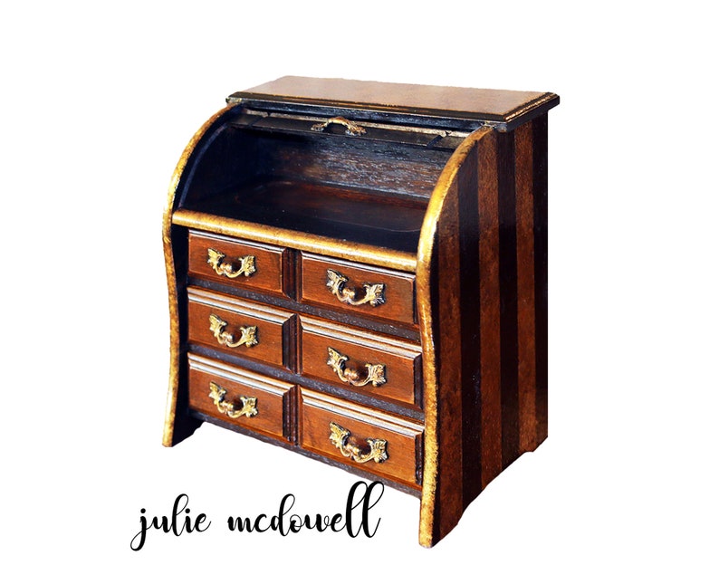 Designer Jewelry Valet Storage Hand Painted Roll Top Desk Etsy