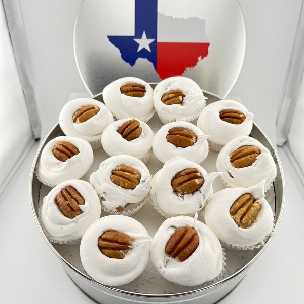 Small Divinity Gift Tin (With Pecans) 10-12 pieces, Old Fashioned Divinity, Just Like Home Made.