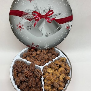 Cinamon Roasted Nuts Gift Tin 3 Flavor Assortment
