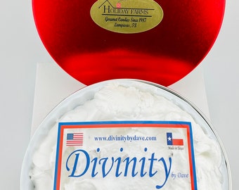 1.5 Lb. Gift Tin. Absolutely the best divinity you can buy. Fluffy, moist and loaded with flavor. Freezes beautifully.  (Wt. 1.5 lbs)