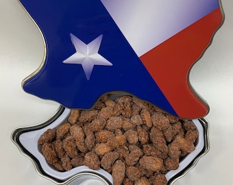 Texas Flag Gift Tin with Cinnamon Roasted Nuts 12 oz.