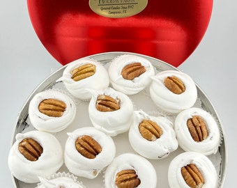 Small Divinity Gift Tin (With Pecans) 10-12 pieces, Old Fashioned Divinity, Just Like Home Made.