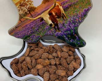 Texas Longhorn Gift Tin with Cinnamon Roasted Nuts