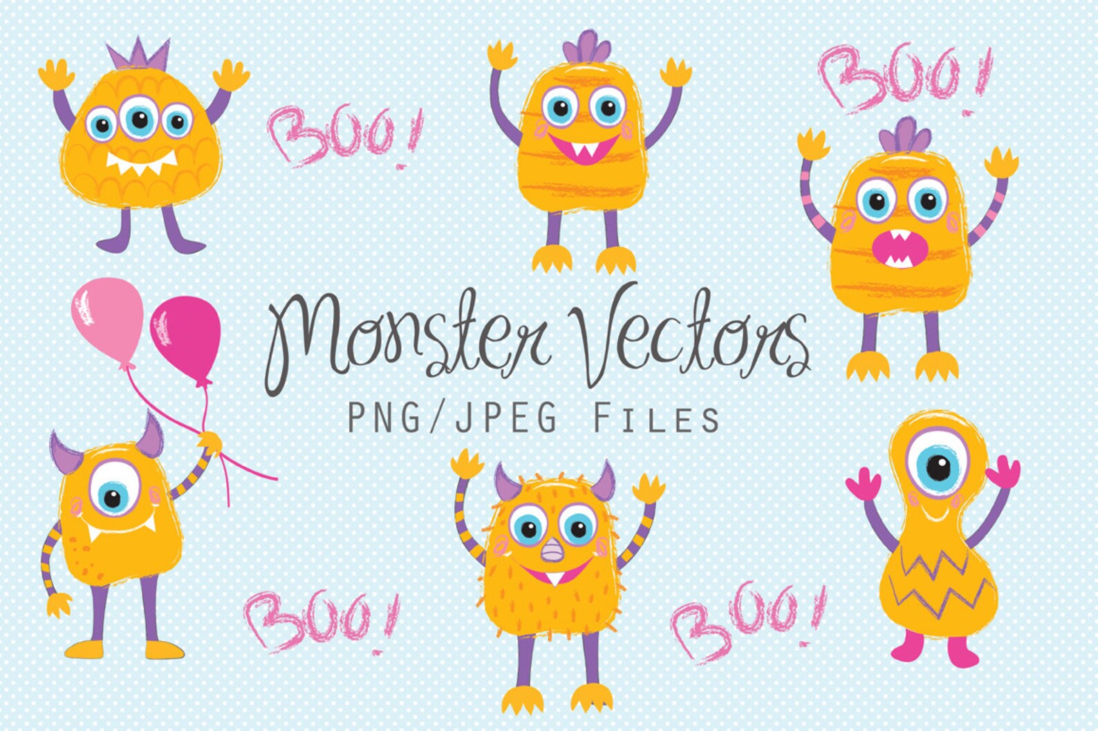 Party Monster Download Clipart Commercial Use Party Monsters | Etsy