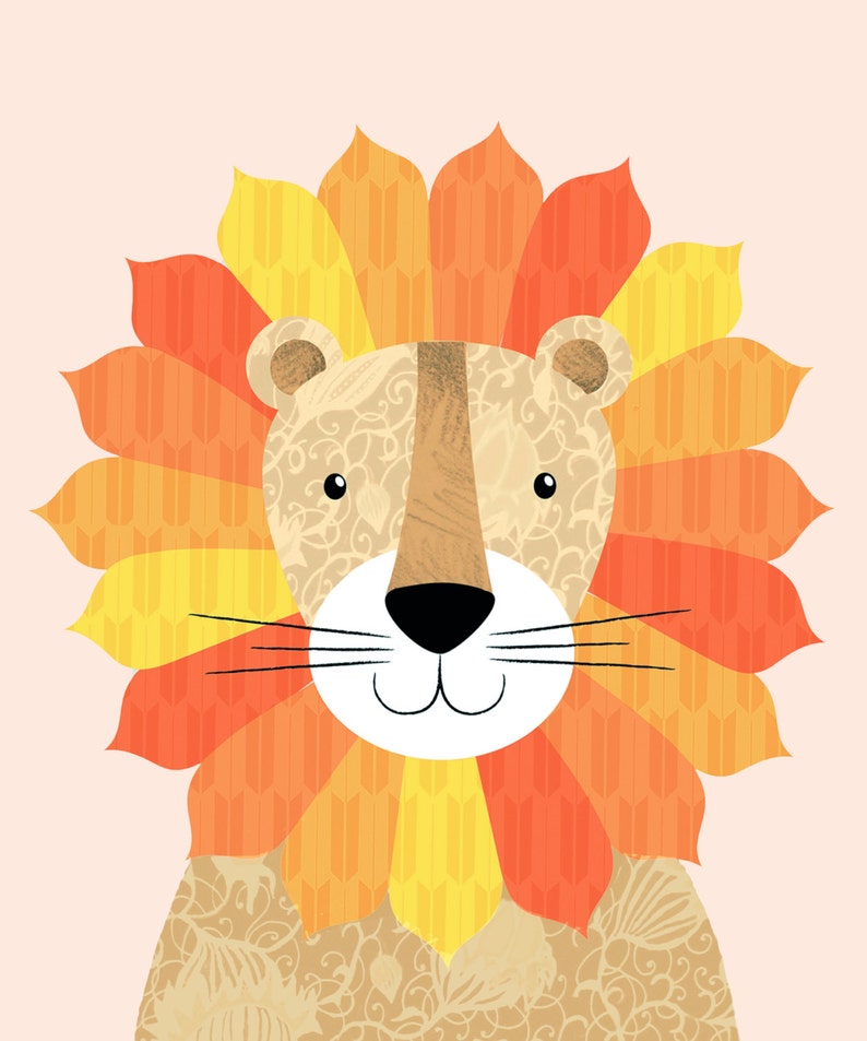 Framed Animal Nursery Print Set of 3 in a Matted Wood and Etsy