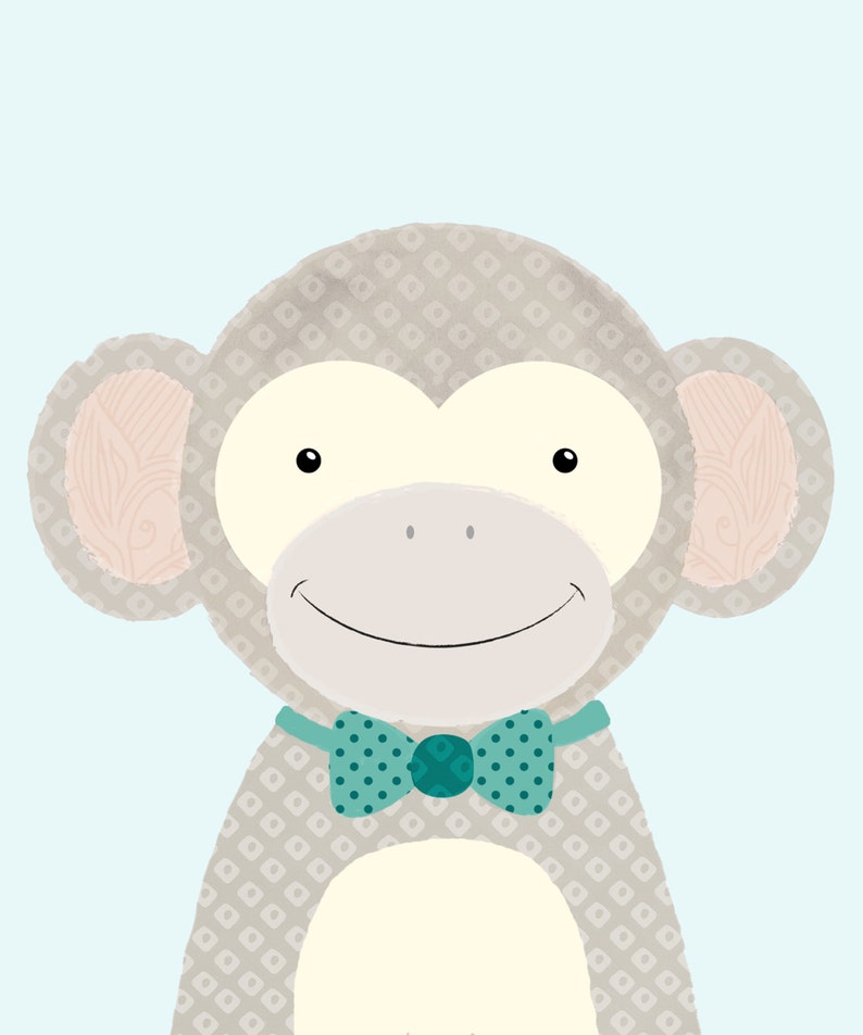 Framed Animal Nursery Print Set of 3 in a Matted Wood and Etsy