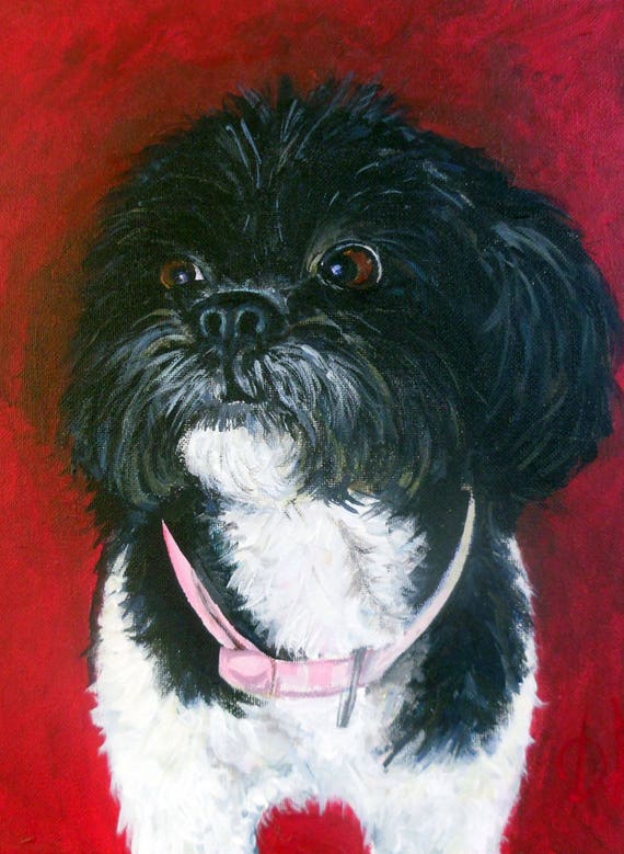Shih Tzu Dog Print Adorable Dog Ellie Beautiful Black And Etsy