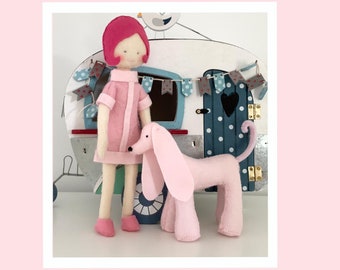 Cloth doll and Afghan hound sewing pattern digital instant download