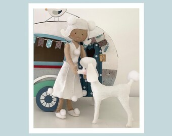 cloth doll and poodle pattern, digital download 4 jpeg files included 6